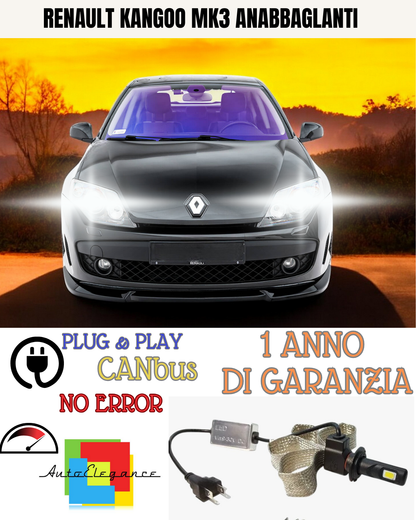 🔥KIT LED RENAULT KANGOO MK3 H7 6000K BIANCO 6400 LUMEN ANABBAGLIANTI🔥