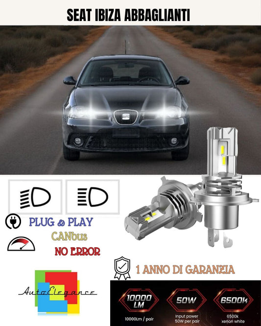 KIT LED H7 PER SEAT IBIZA MK5 V 6000K BIANCO 6000 LUMEN CANBUS ABBAGLIANTI