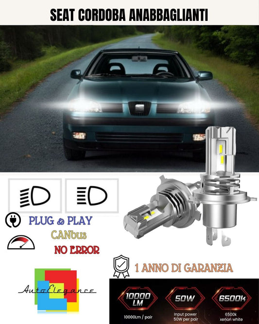KIT LED H7 PER SEAT CORDOBA 6L 6000K BIANCO 6000 LUMEN CANBUS ANABBAGLIANTI