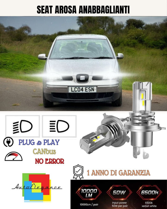 KIT LED H7 PER SEAT AROSA 6000K BIANCO 6000 LUMEN CANBUS ANABBAGLIANTI