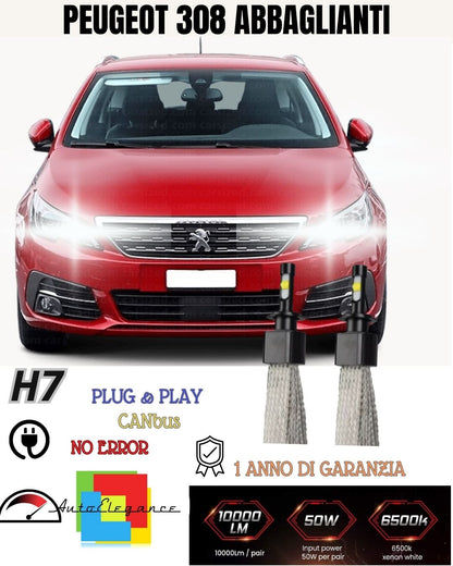 😎😎KIT FULL LED PEUGEOT 308 MK2 RESTYLING LED H7 6000K ABBAGLIANTI 6400 LUMEN