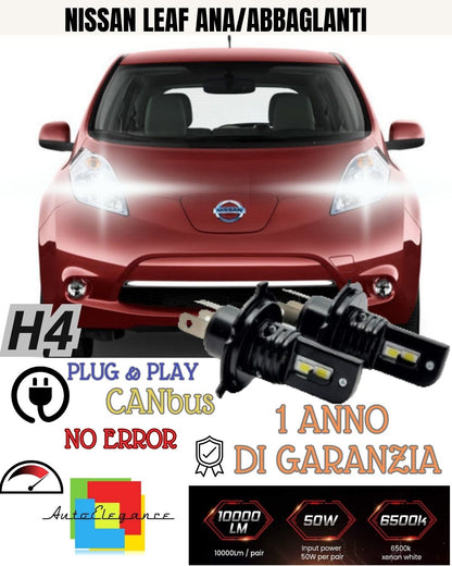 😎😎KIT H4 A LED NISSAN LEAF ZE0 LAMPADE LED H4 6000K XENON BIANCO NO AVARIA😎😎