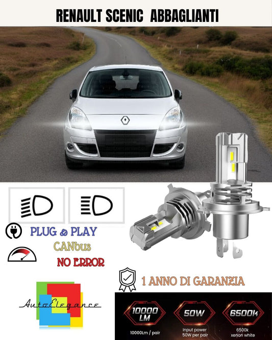 KIT LED H7 PER RENAULT SCENIC XMODE 6000K BIANCO 6000 LUMEN CANBUS ABBAGLIANTI