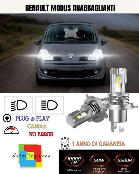 KIT LED H7 PER RENAULT MODUS 6000K BIANCO 6000 LUMEN CANBUS ANABBAGLIANTI
