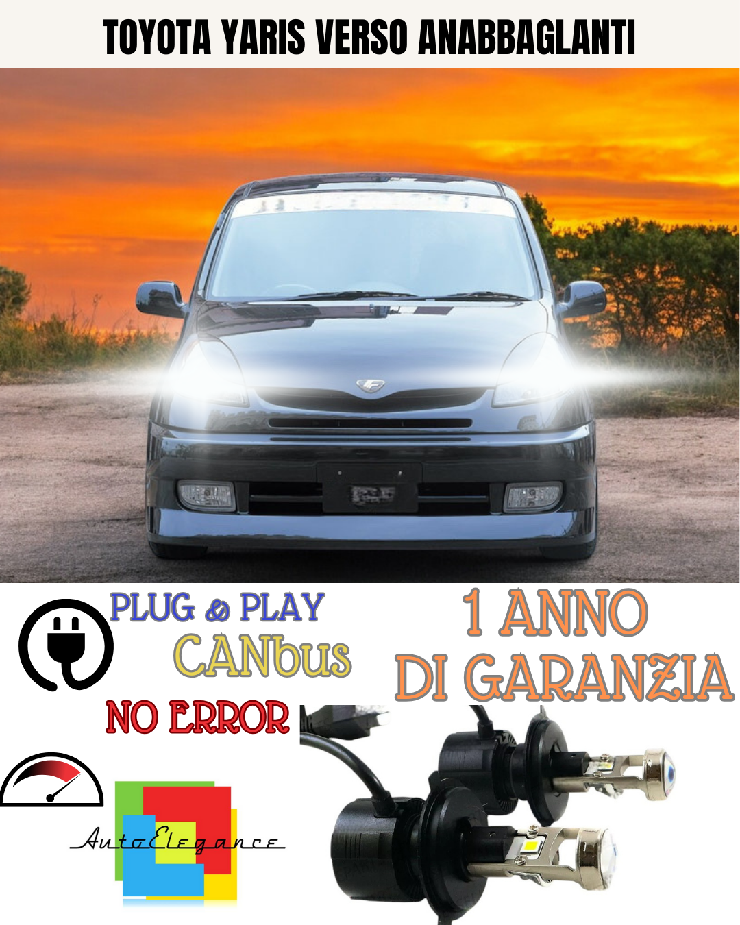 🔥KIT BI-LED H4 TOYOTA YARIS VERSO 18000 6000K ANABBAGLIANTI🔥