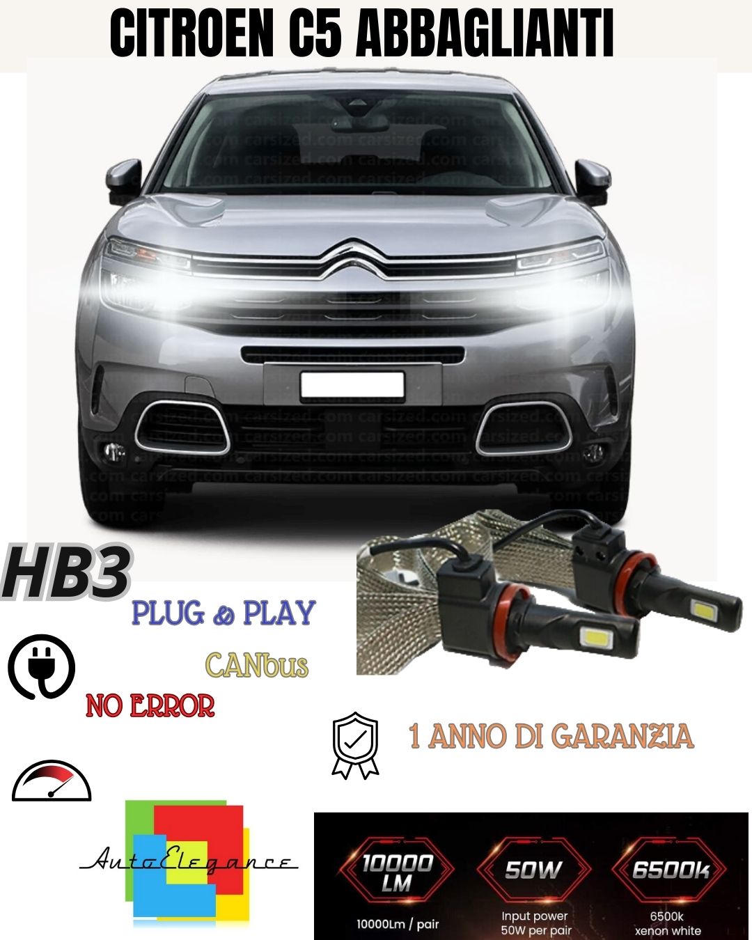 ❤️❤️KIT FULL LED HB3 ABBAGLIANTI CITROEN C5 AIRCROSS 6000K CANBUS 6400 LUMEN❤️❤️