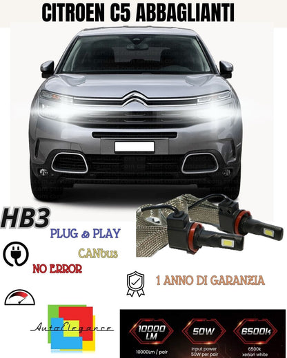 ❤️❤️KIT FULL LED HB3 ABBAGLIANTI CITROEN C5 AIRCROSS 6000K CANBUS 6400 LUMEN❤️❤️