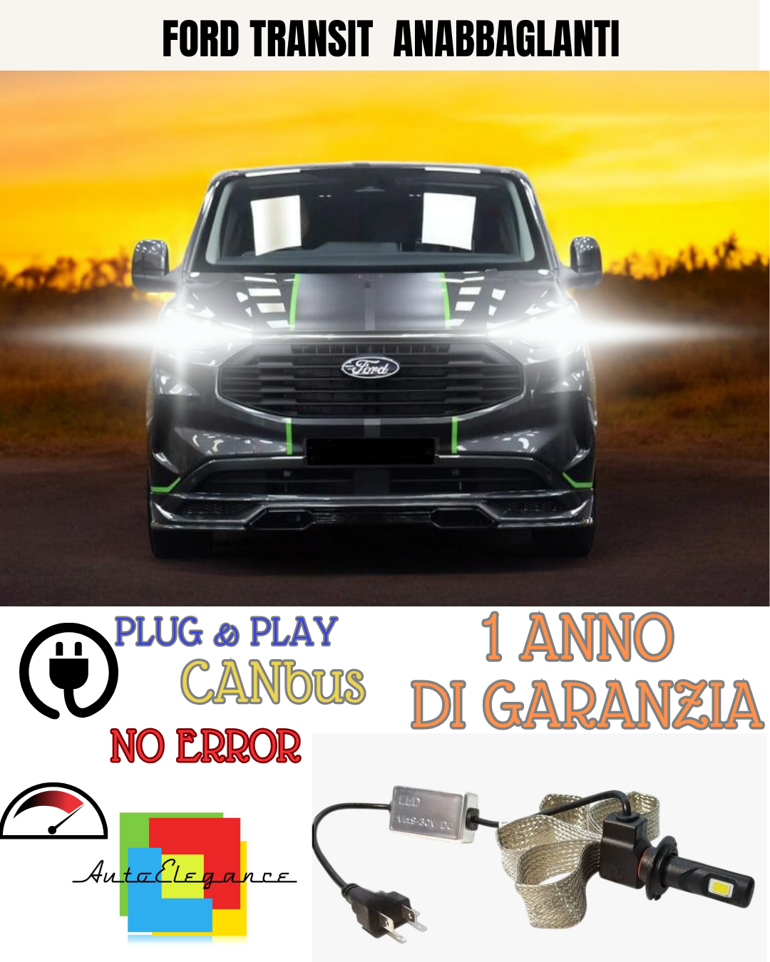 🔥KIT LED FORD TRANSIT  H7 6000K  BIANCO ANABBAGLIANTI🔥
