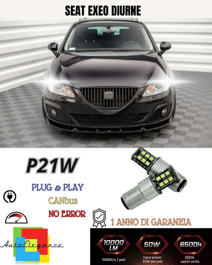 🔥COPPIA LUCI DIURNE DRL 15 LED P21W BA15S CANBUS SEAT EXEO 6000K 100% NO ERROR