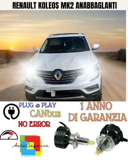 🔥KIT FULL LED ANABBAGLIANTI H7 6000K CANBUS LENTICOLARI 360 RENAULT KOLEOS MK2