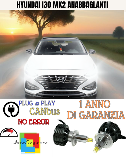 🔥KIT FULL LED ANABBAGLIANTI H7 6000K CANBUS LENTICOLARI 360 HYUNDAI I30 MK2🔥