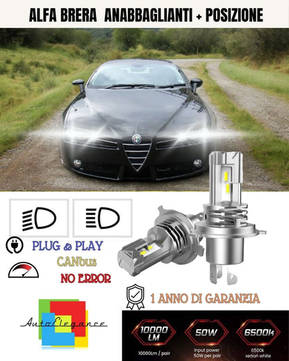 KIT LED ANABBAGLIANTI H7 LED + LUCI DI POSIZIONE T10 LED CANBUS ALFA BRERA 6000K