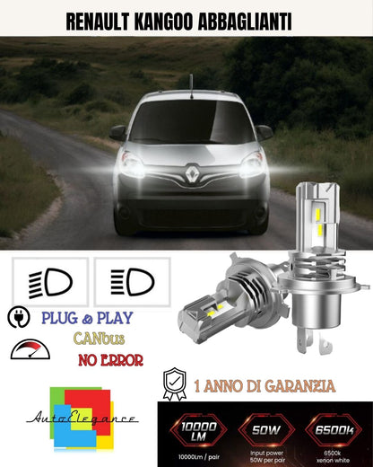 KIT LED H7 PER RENAULT KANGOO MK3 III 6000K 6000 LUMEN CANBUS ABBAGLIANTI