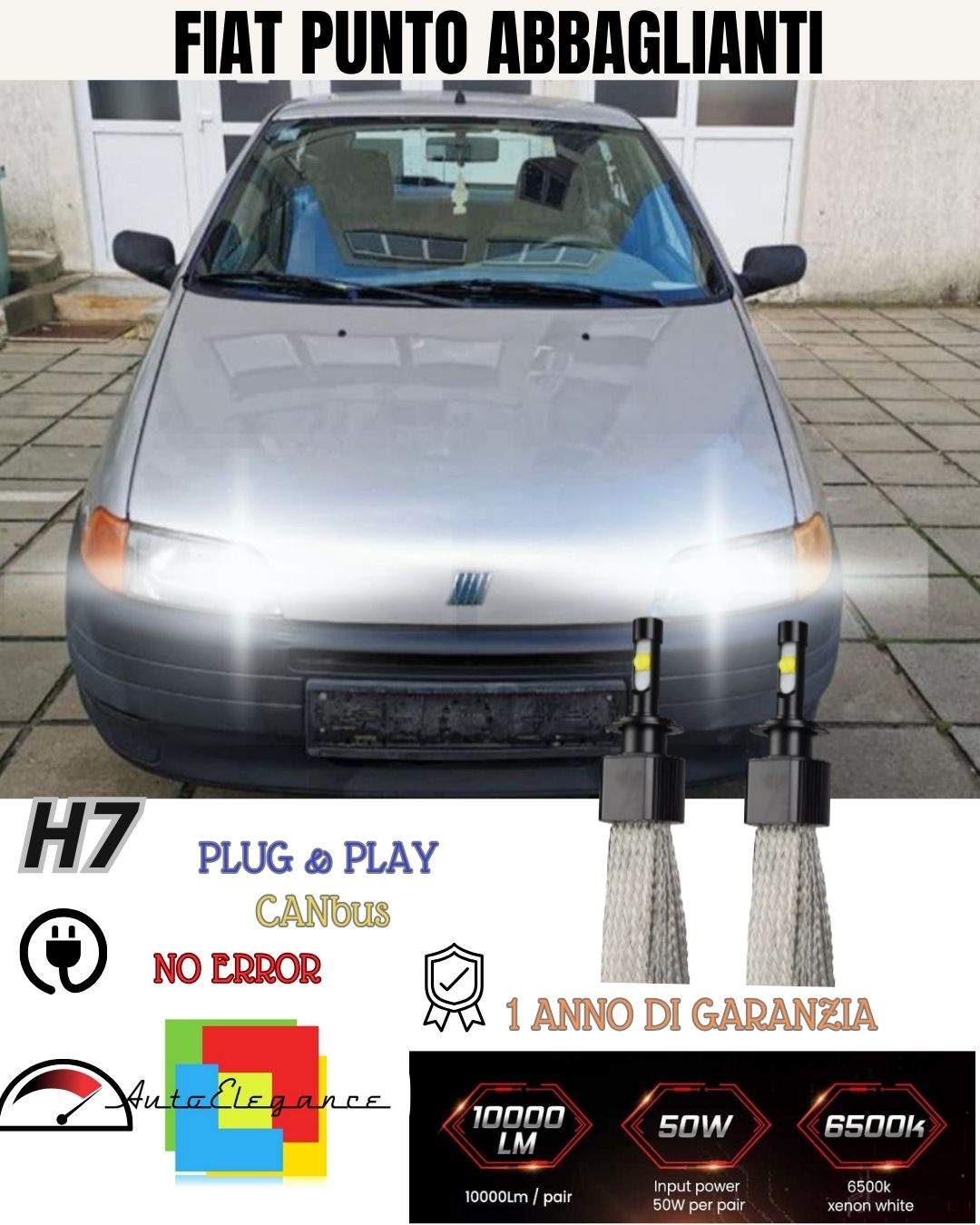 🤯H7 LED KIT FIAT PUNTO MK2 188 UP TO 2001 6000K WHITE HIGH BEAM 6400 LUMENS