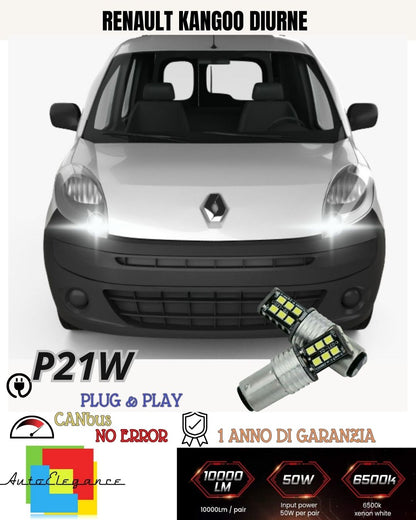 PAIR OF DAYTIME LIGHTS DRL 15 LED P21W BAY15D CANBUS RENAULT KANGOO RESTYLING 6000K 