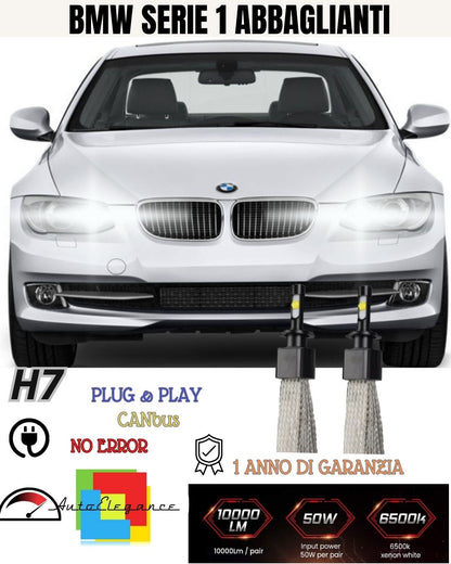 KIT LED H7 BMW SERIE 1 F20 6000K XENON NO AVARIA ABBAGLIANTI 6400 LUMEN NO ERROR