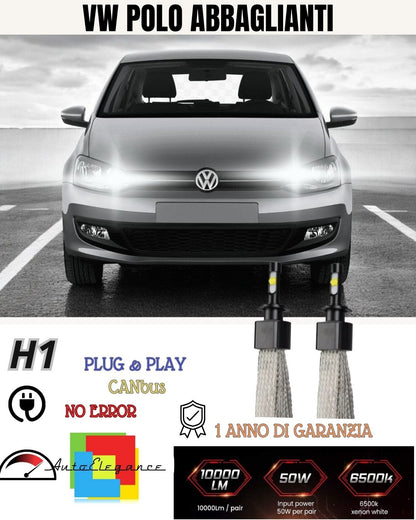 🫣🫣KIT FULL LED H7 ABBAGLIANTE VW POLO 6C 6R 6000K 6400 LUMEN NO ERROR BIANCO🫣