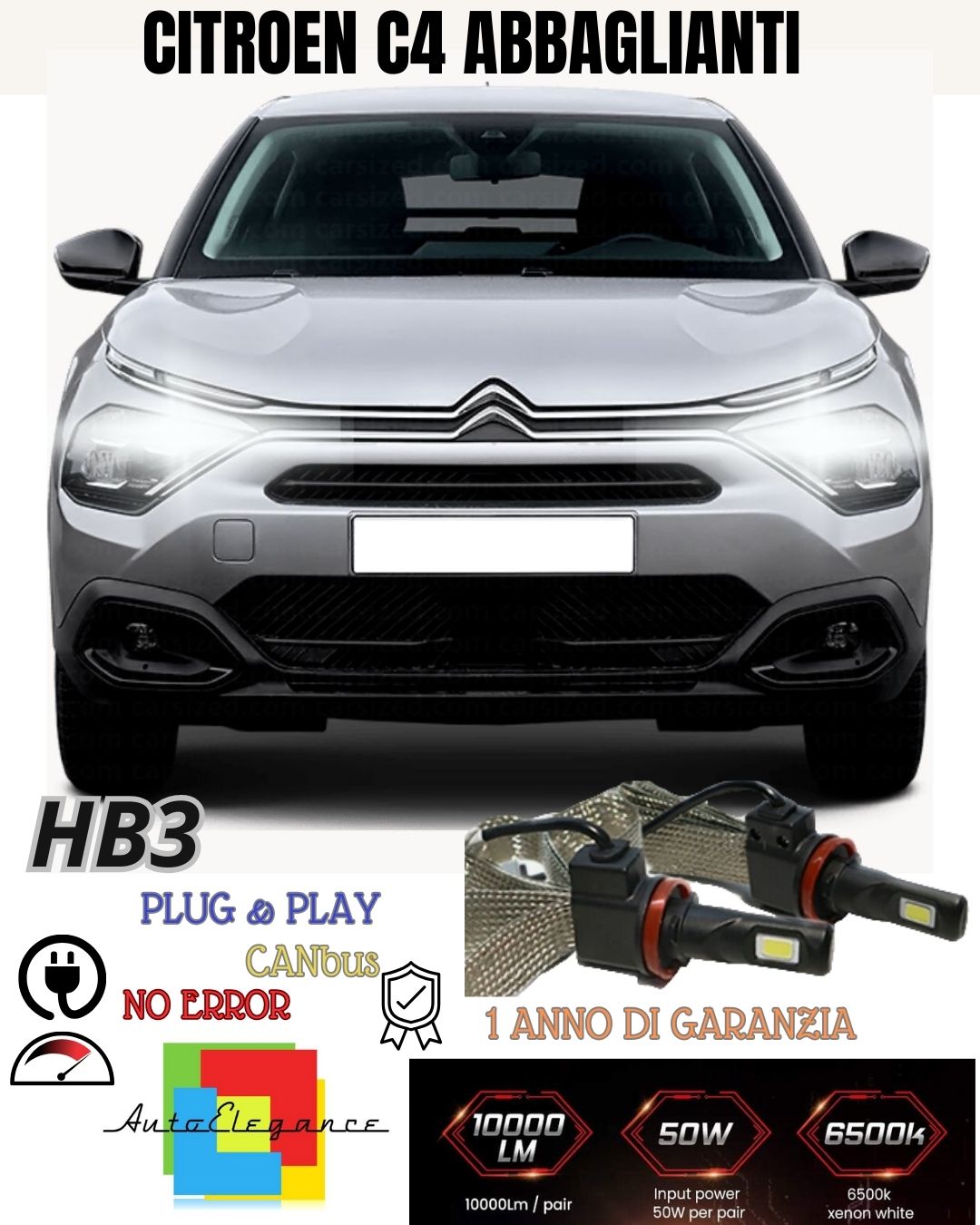 😍😍KIT FULL LED HB3 ABBAGLIANTI CITROEN C4 AIRCROSS 6000K CANBUS 6400 LUMEN😍😍