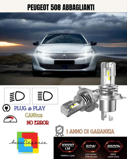 KIT LED H7 PER PEUGEOT 508 6000K BIANCO 6000 LUMEN CANBUS ABBAGLIANTI