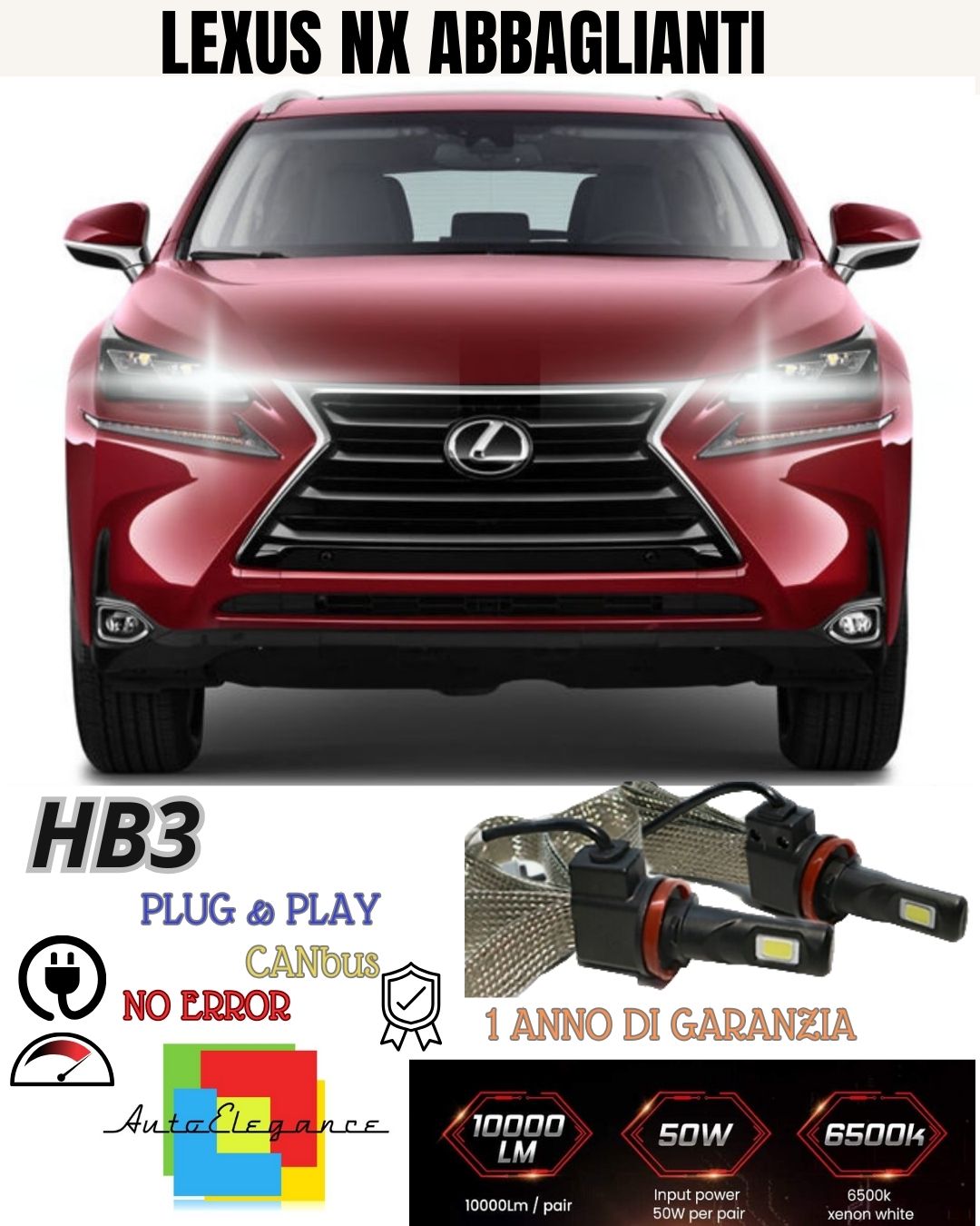 😍😍😍😍FULL LED KIT HB3 HIGH BEAM LEXUS NX 6000K CANBUS 6400 LUMEN NO FAILURE 