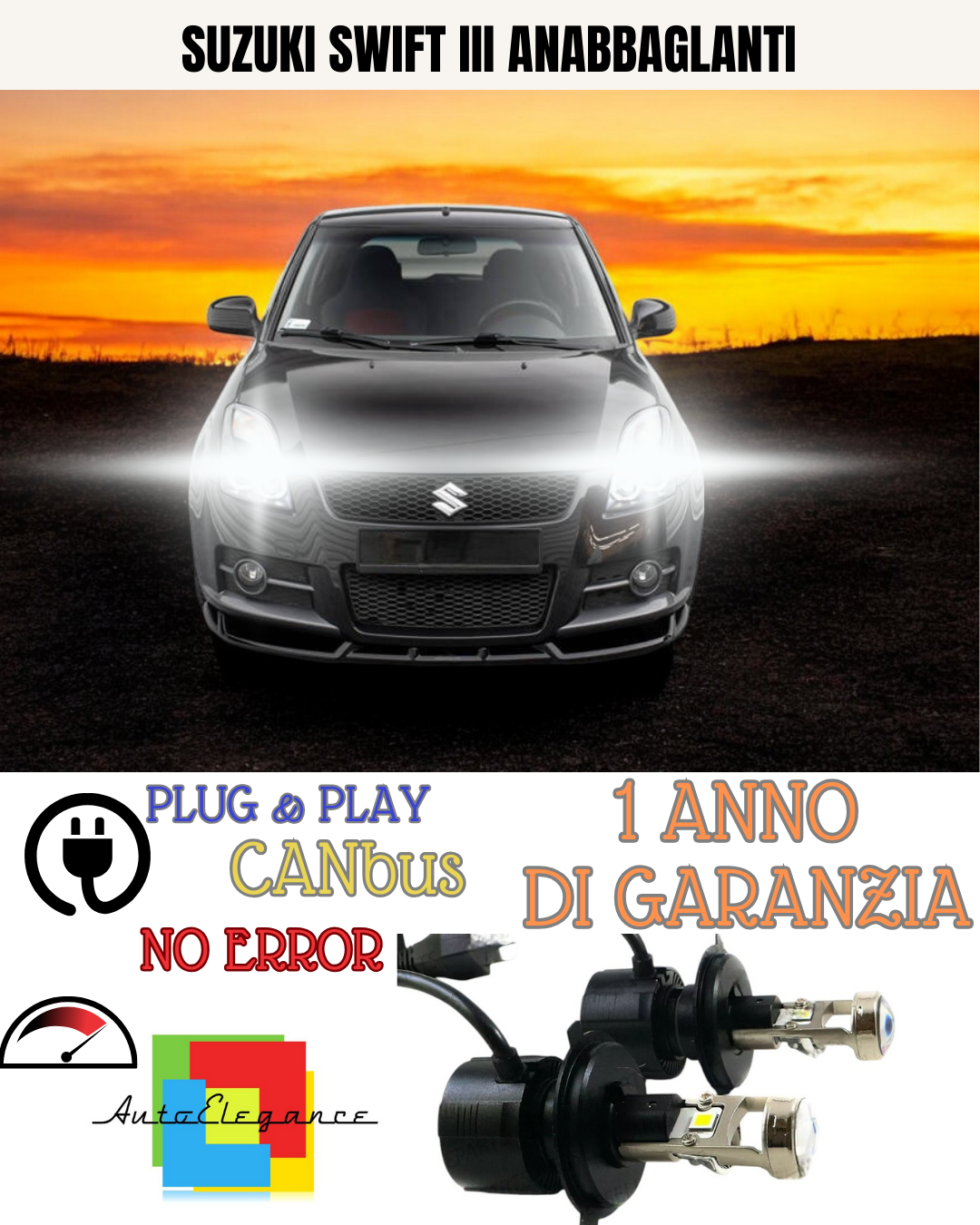 🔥KIT BI-LED H4 SUZUKI SWIFT III 18000 6000K ANABBAGLIANTI🔥