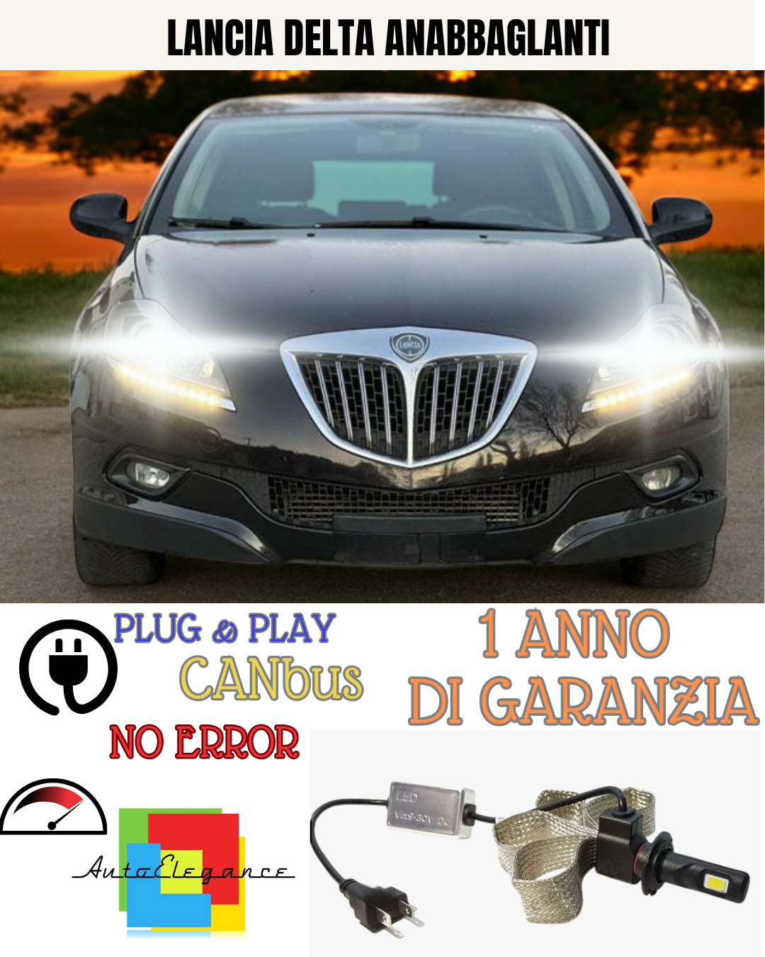 ✨KIT LED LANCIA DELTA H7 6000K BIANCO  ANABBAGLIANTI✨