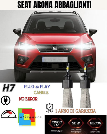 😳KIT FULL LED 😳SEAT ARONA😳 LAMPADE LED H7 6000K XENON ABBAGLIANTI NO AVARIA😳