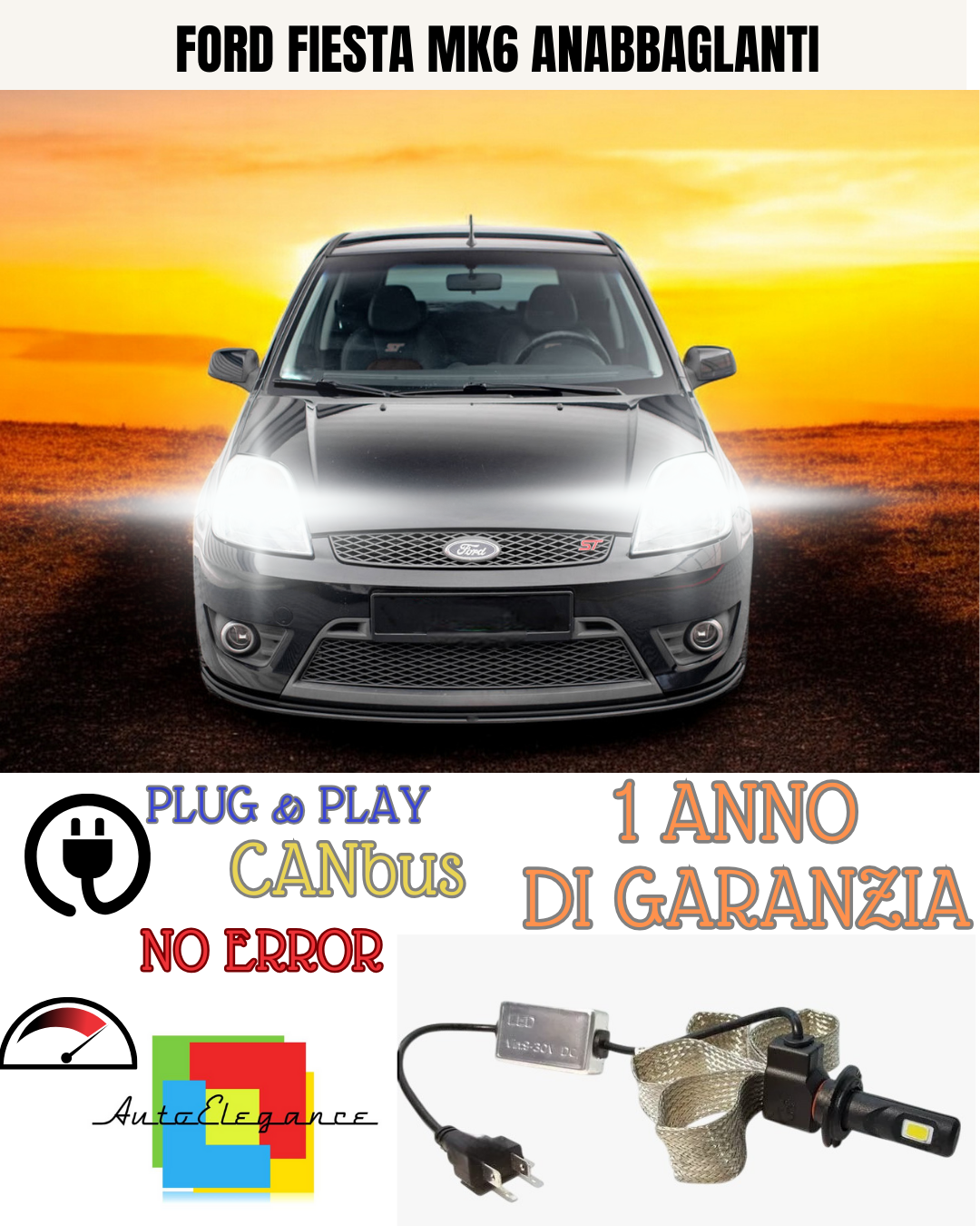 ✨KIT LED FORD FIESTA MK6 H7 6000K  BIANCO  ANABBAGLIANTI✨