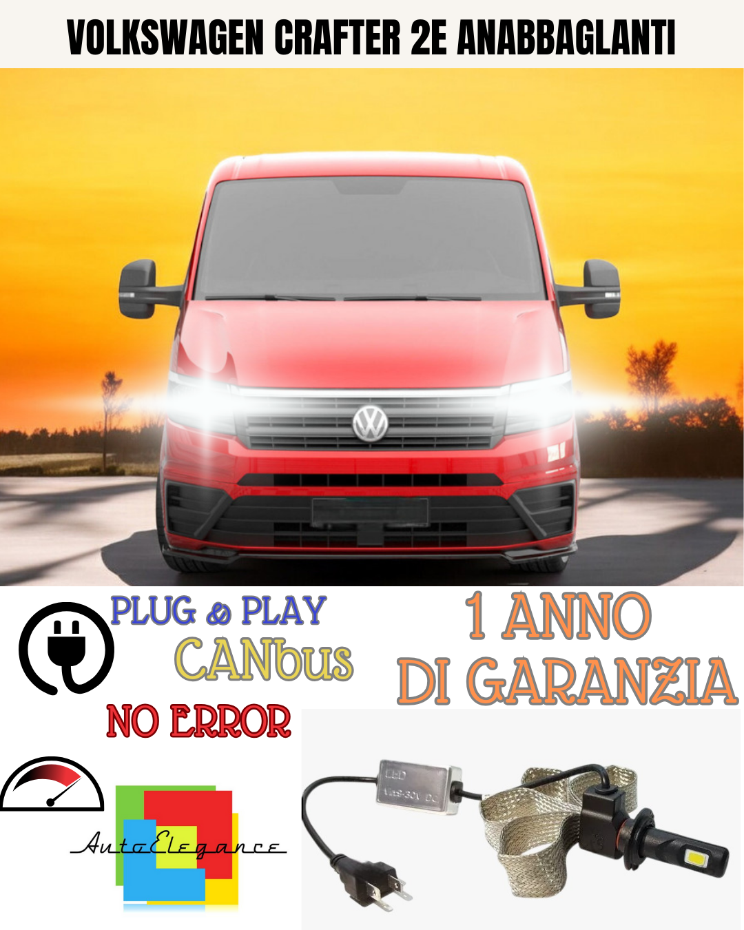 🔥KIT LED VW CRAFTER 2E H7 6400 LUMEN 6000K BIANCO 6400 LUMEN ANABBAGLIANTI🔥