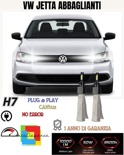 😎FULL LED KIT H7 CANBUS VOLKSWAGEN JETTA VI 6000K WHITE 6400 LUMEN HIGH BEAM