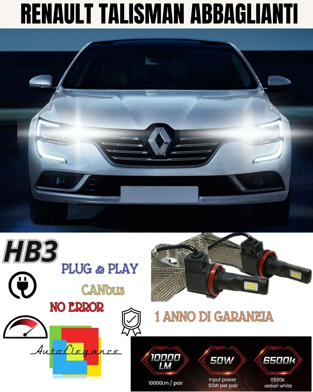😍😍😍😍KIT LED H9 RENAULT TALISMAN 6000K XENON NO AVARIA ABBAGLIANTI 6400 LUMEN