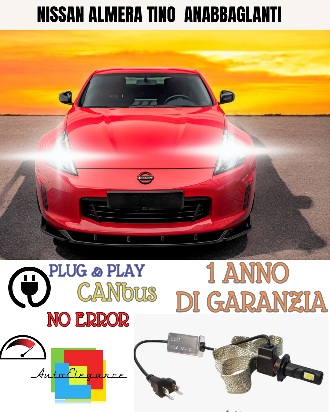 🔥KIT LED NISSAN ALMERA TINO  H7 6000K BIANCO 6400 LUMEN ANABBAGLIANTI🔥