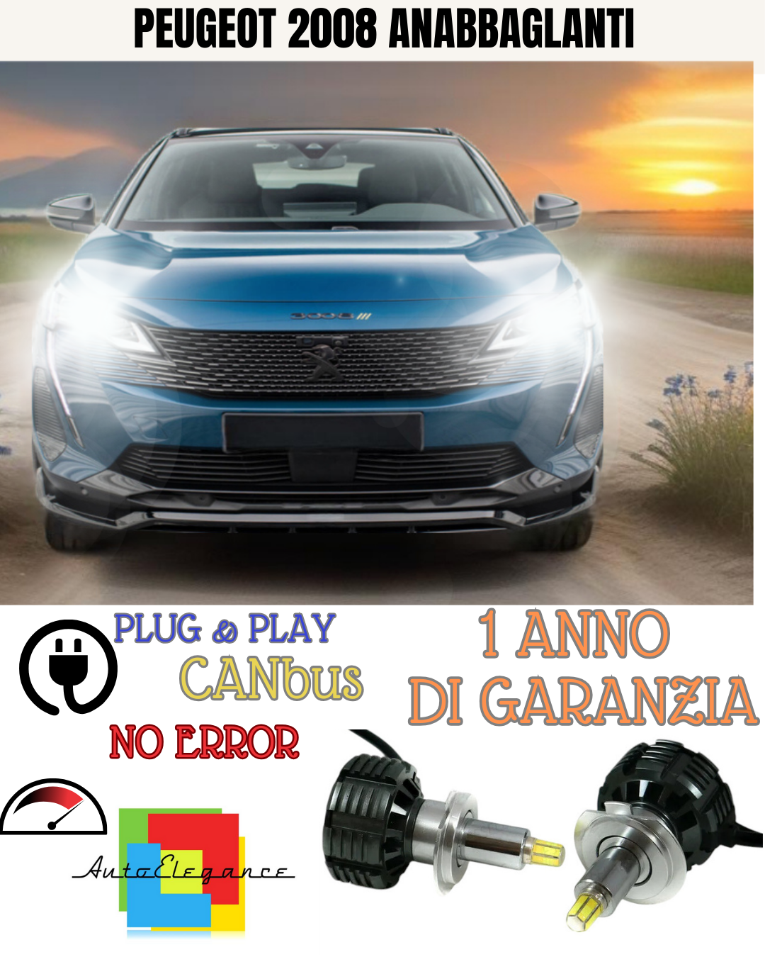 🔥FULL LED KIT LOW BEAM H7 6000K CANBUS LENTICULAR 360 PEUGEOT 2008🔥
