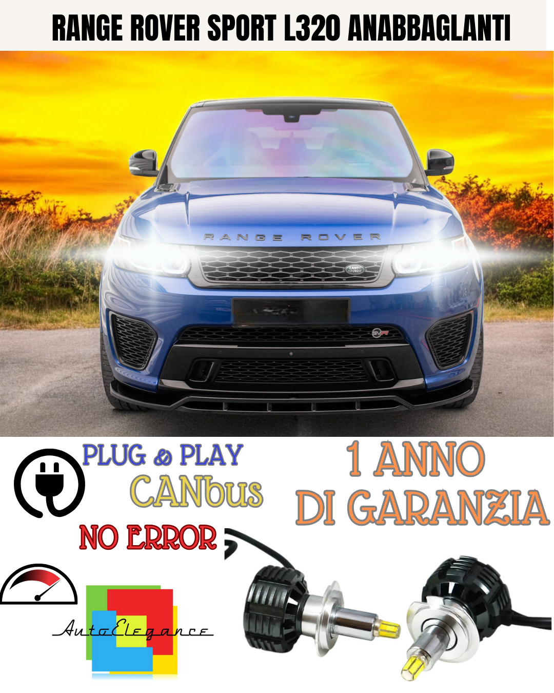 ✨KIT LED RANGE ROVER SPORT L320 H7 6000K  9600 BIANCO  ANABBAGLIANTI✨