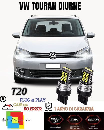 PAIR OF DAYTIME LIGHTS DRL 15 LED T20 CANBUS VOLKSWAGEN TOURAN 5T1 6000K NO FAILURE 