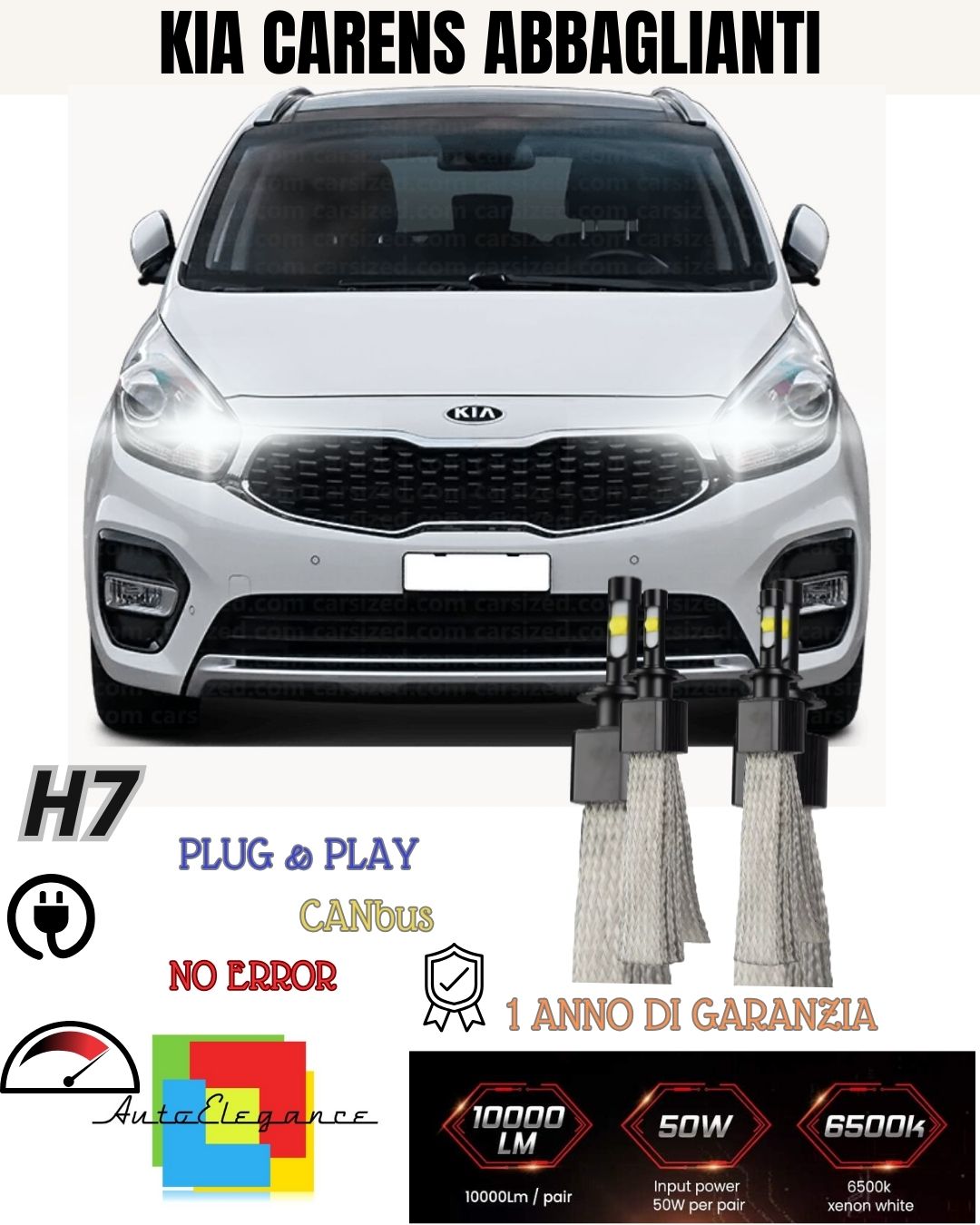 🔥🔥KIT FULL LED KIA CARENS IV LAMPADE LED H7 6000K XENON ABBAGLIANTI NO AVARIA