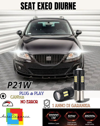 😍COPPIA LUCI DIURNE DRL 15 LED P21W BA15S CANBUS❤️‍🔥❤️SEAT EXEO 6000K NO ERROR