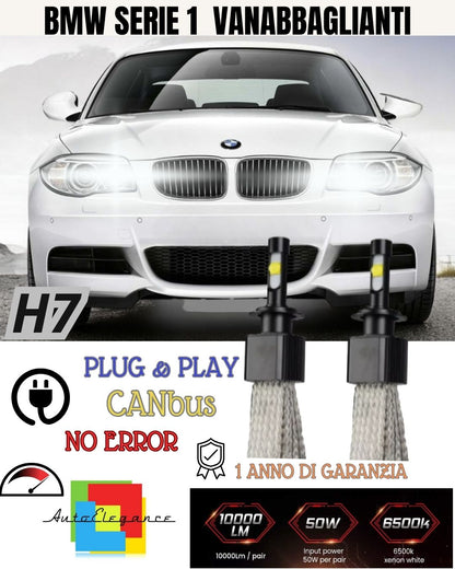 KIT LED H7 BMW SERIE 1 F20 6000K XENON NO AVARIA ABBAGLIANTI 6400 LUMEN NO ERROR