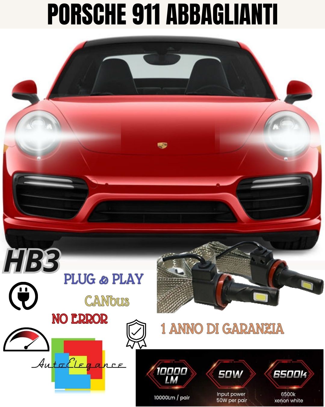 🔥🔥🔥🔥FULL LED H9 KIT PORSCHE 911 997 DAZZLING 6000K WHITE CANBUS NO ERROR 