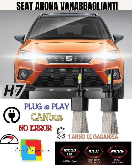 KIT FULL LED SEAT ARONA LAMPADE LED H7 6000K XENON ABBAGLIANTI NO AVARIA