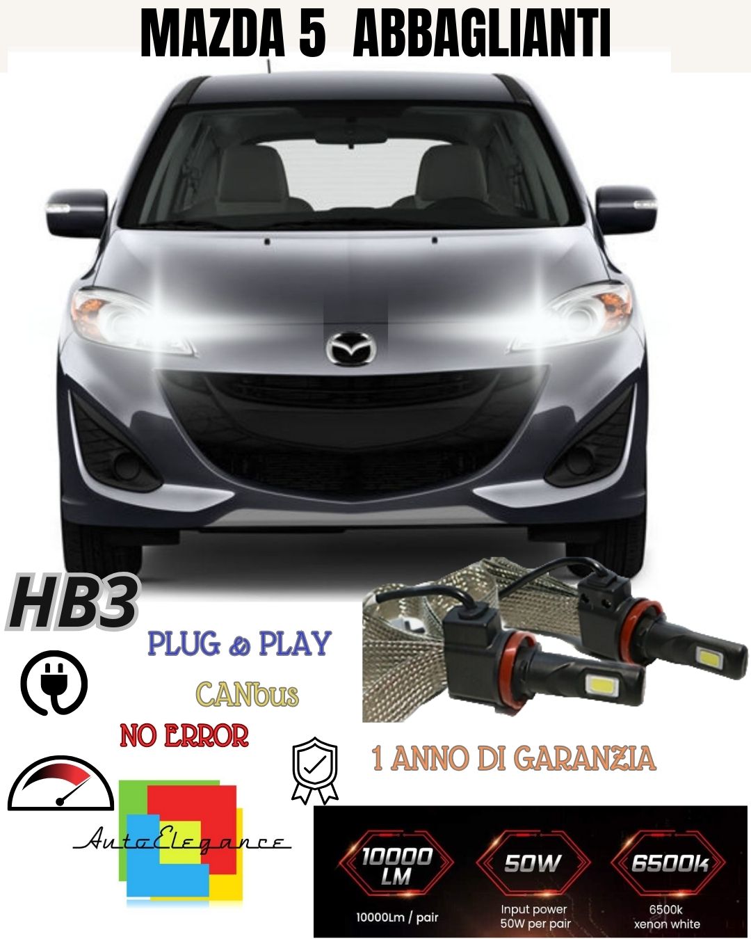 LED HIGH BEAM LAMPS MAZDA 5 MK2 II LED LAMPS H11 100% NO LIGHT FAILURE 
