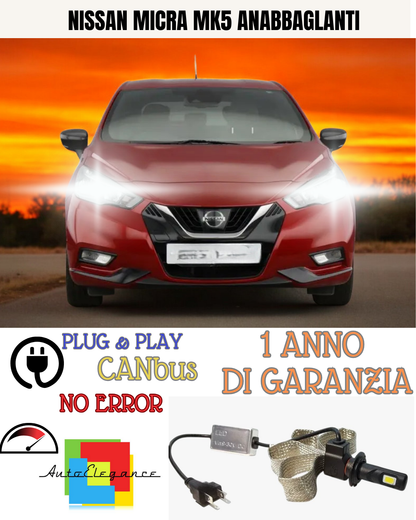🔥KIT LED NISSAN MICRA MK5  H7 6000K 6400 LUMEN ANABBAGLIANTI🔥