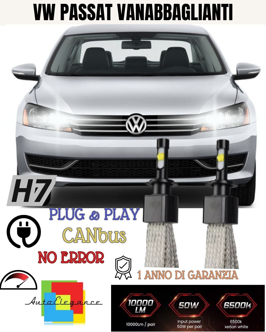 🫠🫠LED KIT H7 VOLKSWAGEN PASSAT B7 6000K XENON HIGH BEAM 6400 LUMEN NO FAILURE 