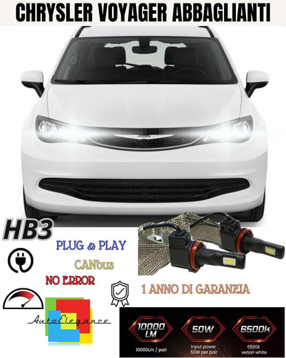 KIT FULL LED H9 CHRYSLER VOYAGER IV MK4 ABBAGLIANTE 6000K BIANCO GHIACCIO CANBUS