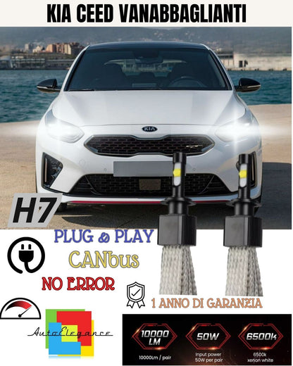 FULL LED KIT KIA CEED MK3 CEE'D LED LAMPS H7 6000K XENON HIGH BEAM NO FAILURE 