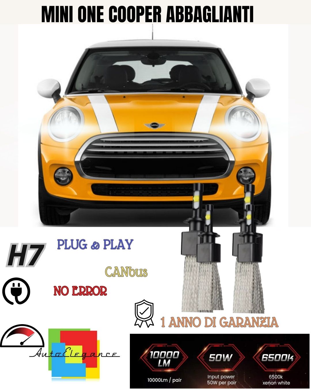 😮KIT LED H7 CANBUS MINI ONE COOPER R50 R53 R53 6000K 6400 LUMEN ABBAGLIANTI😮😮