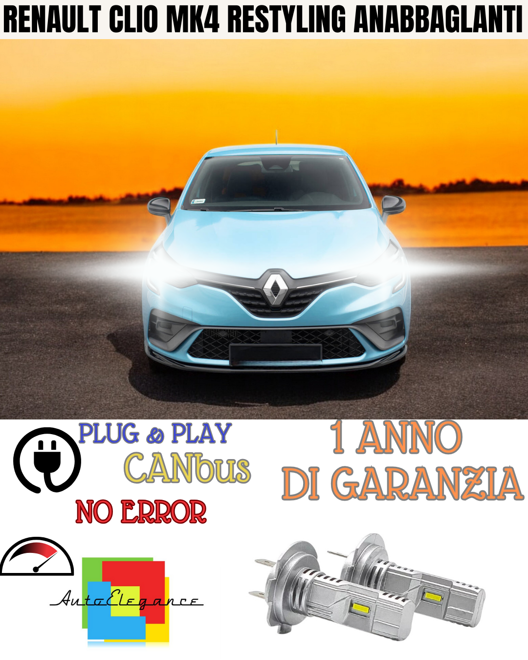 🔥KIT LED RENAULT CLIO MK4 RESTYLING H7 6000K BIANCO ANABBAGLIANTI 🔥