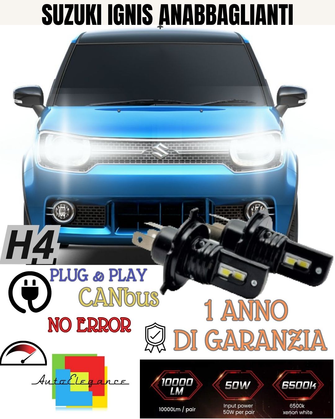 😲KIT H4 A LED PER SUZUKI IGNIS MK3 LAMPADE LED H4 6000K XENON BIANCO NO AVARIA