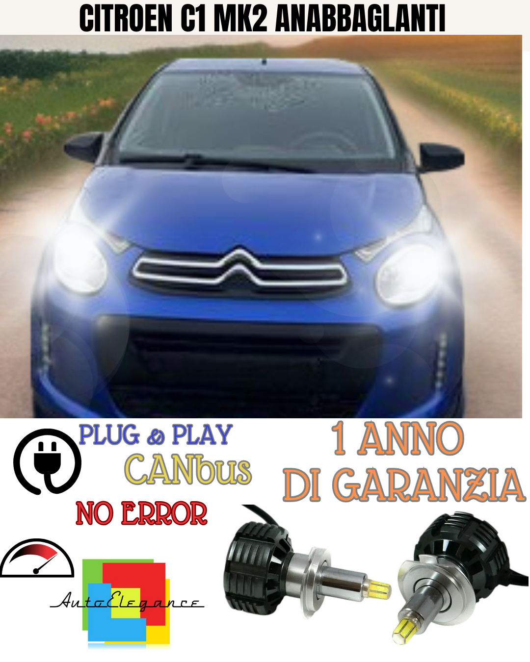 🔥FULL LED KIT LOW BEAM H7 6000K CANBUS LENTICULAR 360 CITROEN C1 MK2🔥