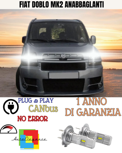 🔥KIT LED  FIAT DOBLO MK2 H7 6000K BIANCO ANABBAGLIANTI 🔥
